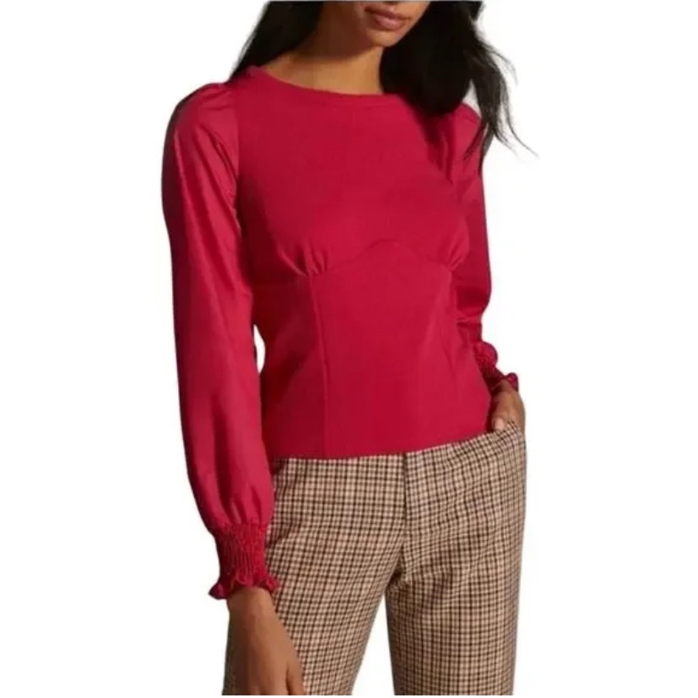 Women’s Anthropology Blouse Long Sleeve Hot Pink Magenta Medium